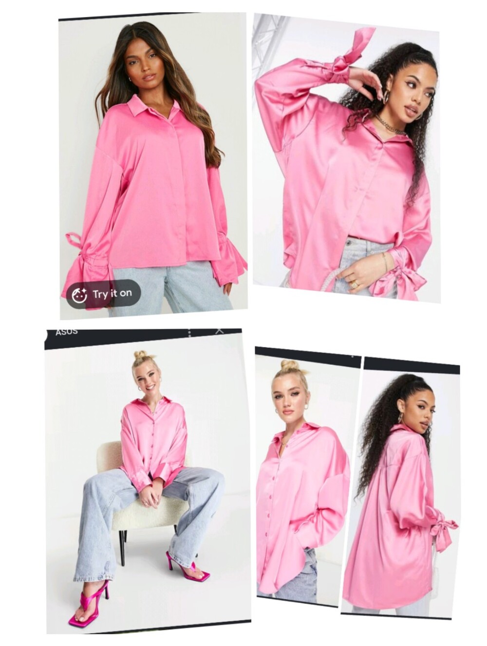 ASOS Bright Pink Blouse with Tie Cuffs